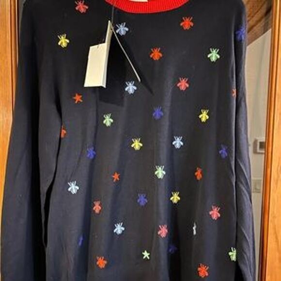 Men's Gucci fine wool intarsia crewneck sweater size XL made in Italy - Picture 2 of 10